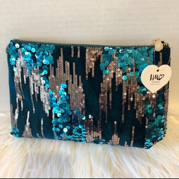 Imoshion Velvet Sequin Accent Cosmetic Bag